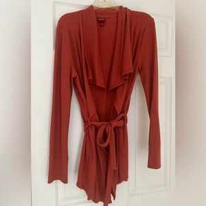 Merona Women's Size M Open Front Longsleeve Belted Cardigan Sweater